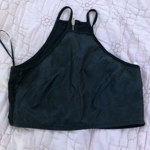 Black pleated crop top